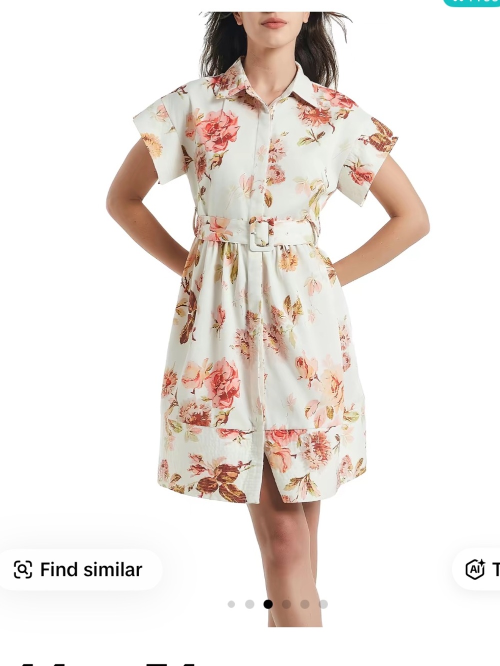 Floral Belted Shirt Dress for Women